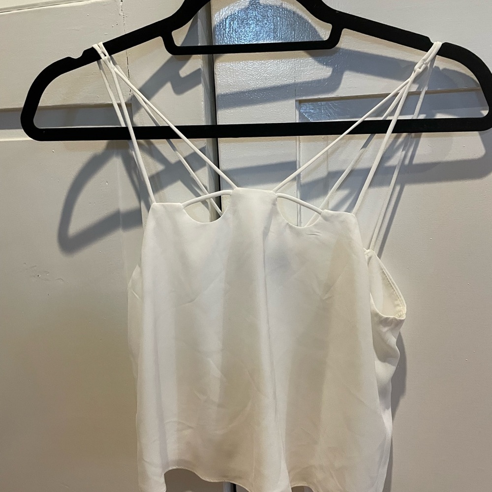 White Dressy Crop Top Shirt by Topshop